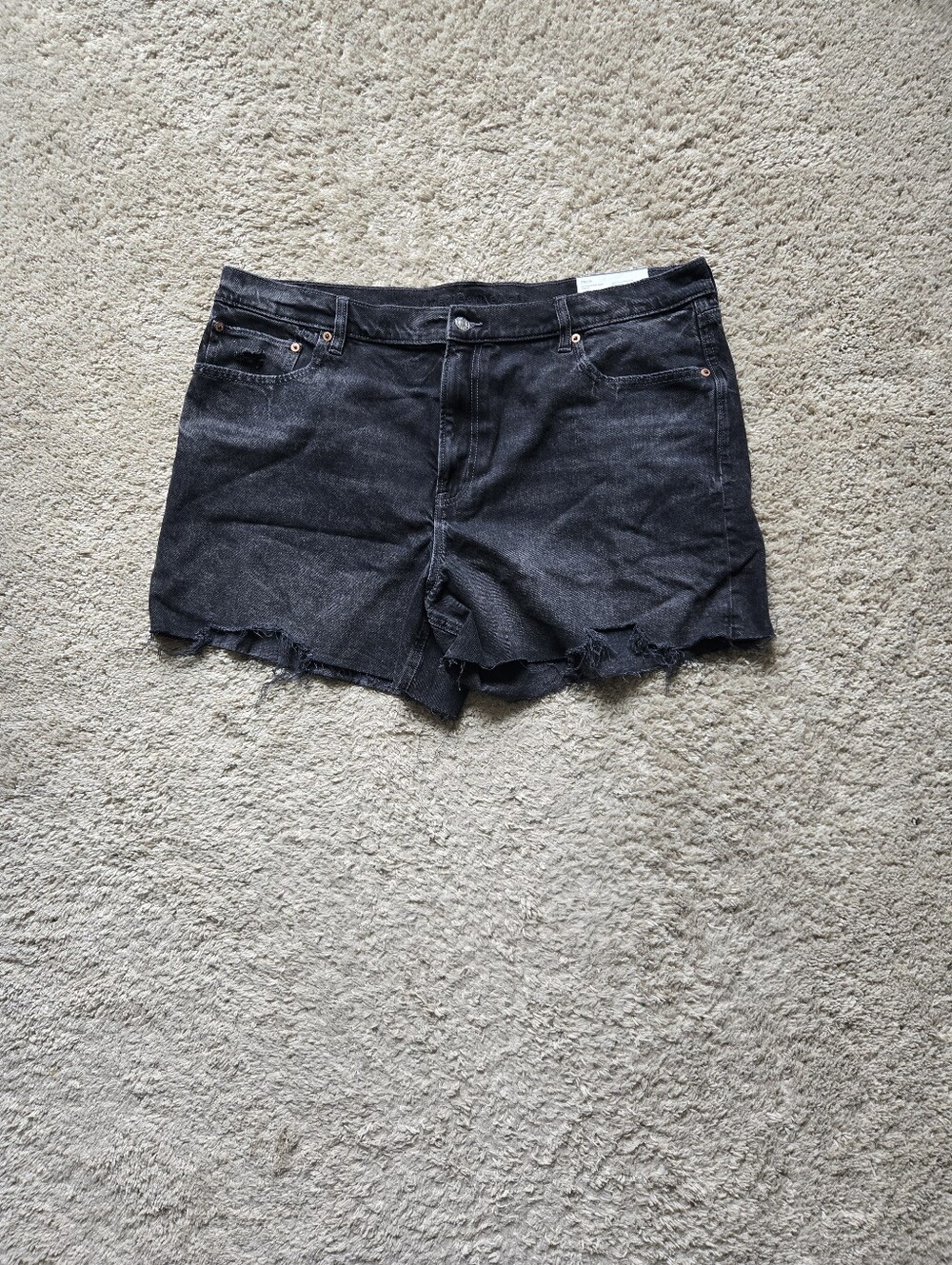 American Eagle Ex Boyfriend Jean Shorts Womens 18 Black Distressed Denim